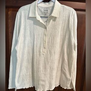 NIC+ZOE Ivory Textured Long Sleeve Blouse